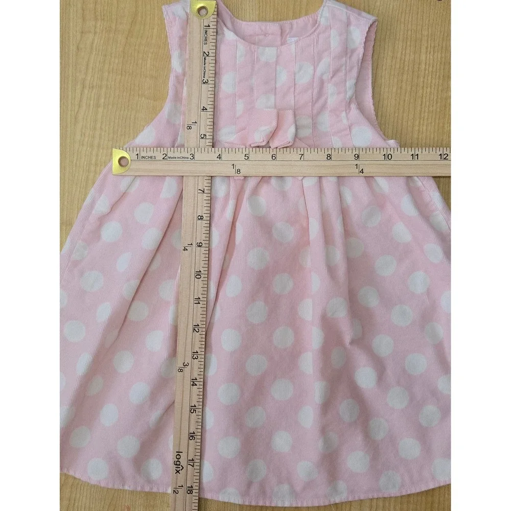 Vtg 2007 Gymboree Pink White Polka Dot Corduroy Dress 12-18 Months Sleeveless - Picture 3 of 4